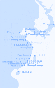 中国东北亚航路港口分布
